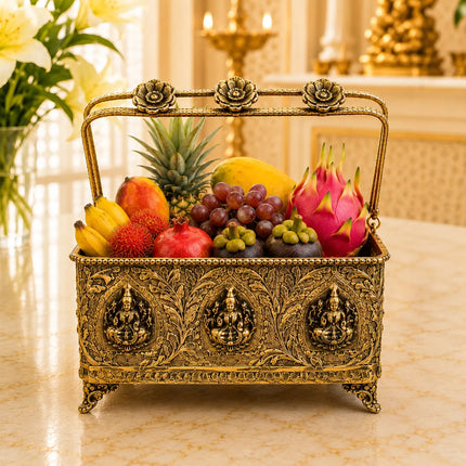 Brass Ashtalakshmi Basket With Handle And Leg