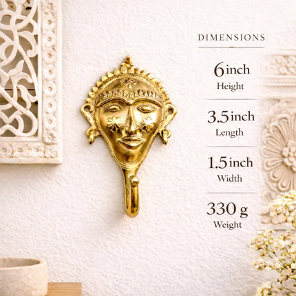 Brass Lady Face Wall Hanging Hanger