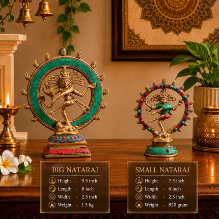 Brass Stone Work Nataraja Dancing Shiva Idol