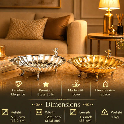 Brass Shell Shaped Decorative Serving Tray / Bowl (13 Inch)