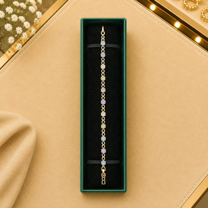 Tennis Bracelet Gold-Tone Clasp With Box
