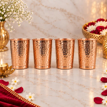 Copper Glass Set of Four With Gift Box/Hamper (3.5 Inch)