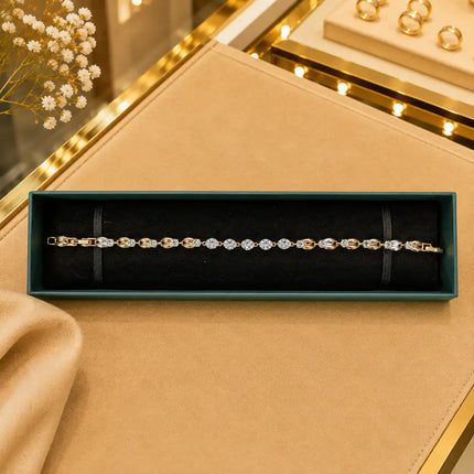 Leaf & Vine Tennis Bracelet for Women | CZ Stones, Gold-Tone Clasp