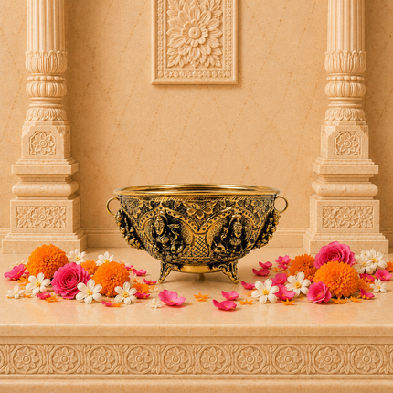 Brass Ashtalakshmi & Balaji Lakshmi Decorative Bowl