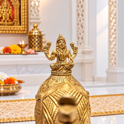 Brass Lakshmi Seated on Elephant Statue
