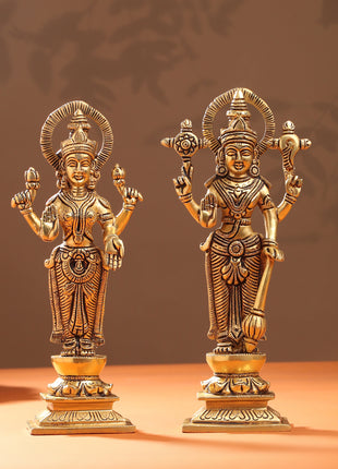 Brass Standing Vishnu Lakshmi Set (10.5 Inch)