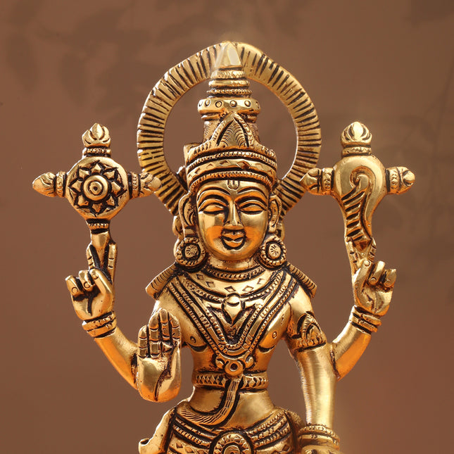 Brass Standing Vishnu Lakshmi Set (10.5 Inch)