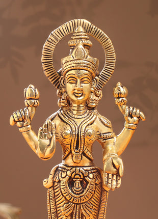 Brass Standing Vishnu Lakshmi Set (10.5 Inch)