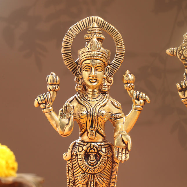 Brass Standing Vishnu Lakshmi Set (10.5 Inch)