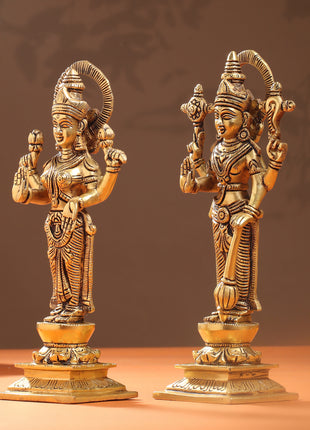 Brass Standing Vishnu Lakshmi Set (10.5 Inch)