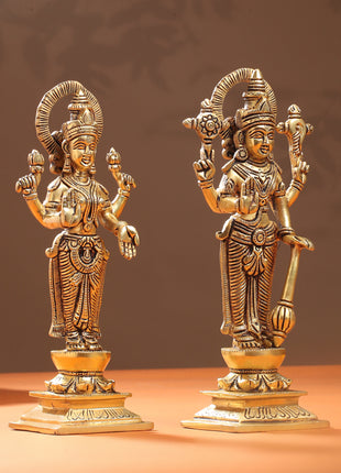 Brass Standing Vishnu Lakshmi Set (10.5 Inch)