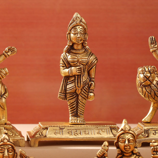 Brass Navdurga Idols Set (4.8 Inch)