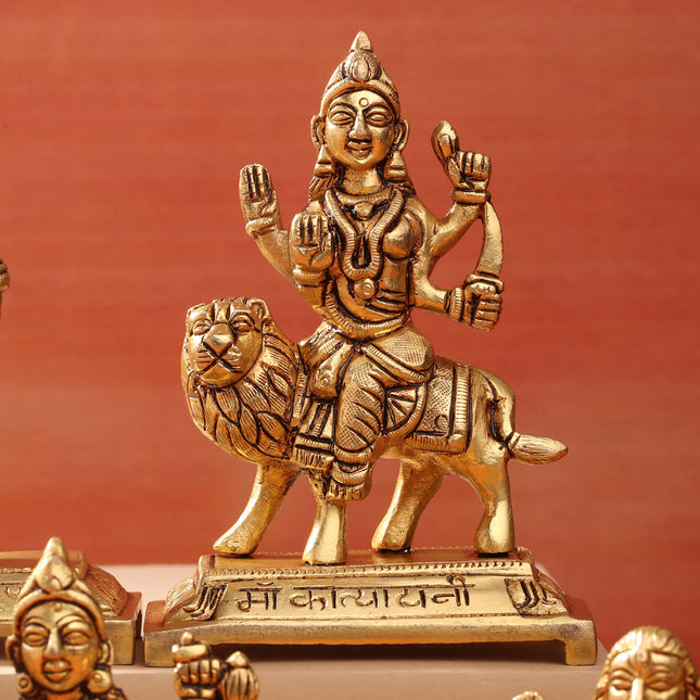 Brass Navdurga Idols Set (4.8 Inch)