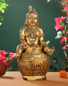 Brass Laddu Gopal With Kalash Idol (14.5 Inch)