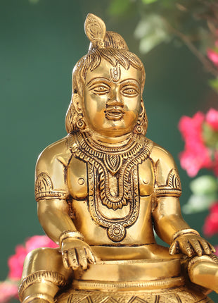 Brass Laddu Gopal With Kalash Idol (14.5 Inch)