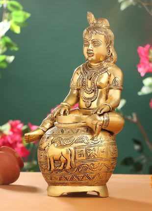 Brass Laddu Gopal With Kalash Idol (14.5 Inch)