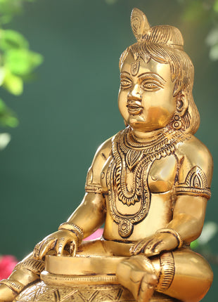 Brass Laddu Gopal With Kalash Idol (14.5 Inch)