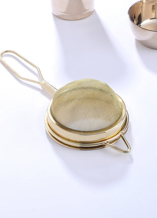 Brass Tea Strainer with Handle | Traditional Fine Mesh Brass Chalni for Kitchen & Pooja Use (9.5 Inch)