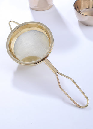 Brass Tea Strainer with Handle | Traditional Fine Mesh Brass Chalni for Kitchen & Pooja Use (9.5 Inch)