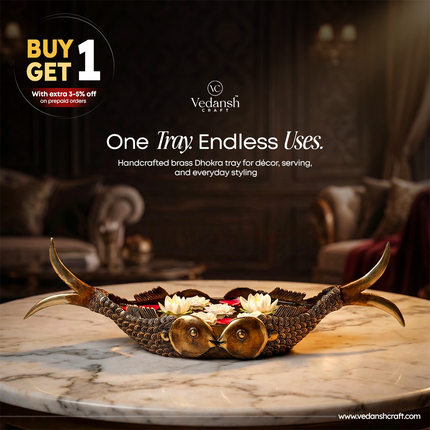 Brass Dhokra Fish Tray (5.5 Inch)
