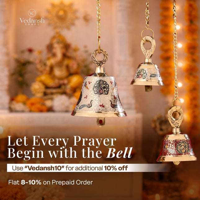 Brass Hand Painted Wall Hanging Meenakari Temple Bell