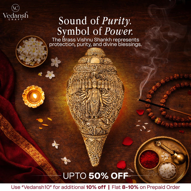 Brass Vishwaroopam Vishnu Conch (9.5 Inch)
