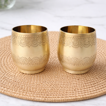 Brass Hand Carved Glass Pair (3.4 Inch)