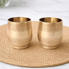 Brass Hand Carved Glass Pair (3.4 Inch)