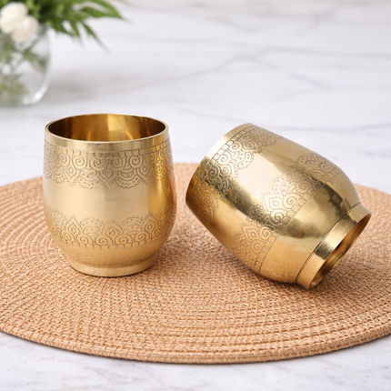 Brass Hand Carved Glass Pair (3.4 Inch)