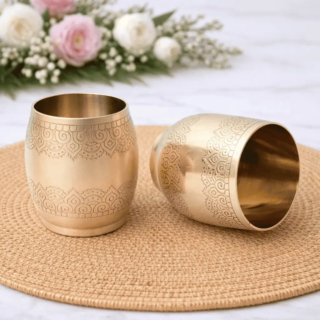 Brass Hand Carved Glass Pair (3.4 Inch)