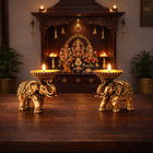 Brass Lightweight Elephant Standing Diya Pair (2.5 Inch)