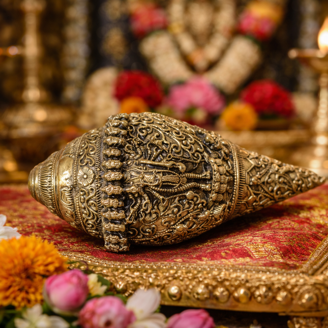 Brass Vishwaroopam Vishnu Conch (4.5 Inch)