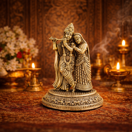 Brass Lightweight Standing Radha Krishna Idol