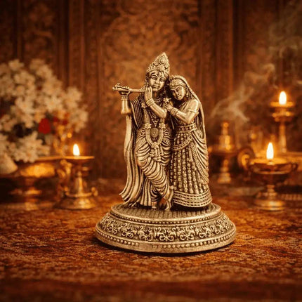 Brass Lightweight Standing Radha Krishna Idol