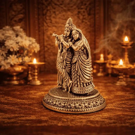 Brass Lightweight Standing Radha Krishna Idol