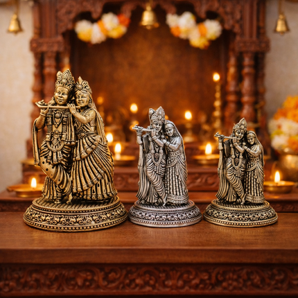 Brass Lightweight Standing Radha Krishna Idol