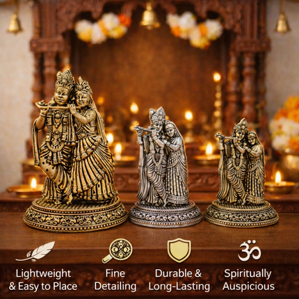 Brass Lightweight Standing Radha Krishna Idol