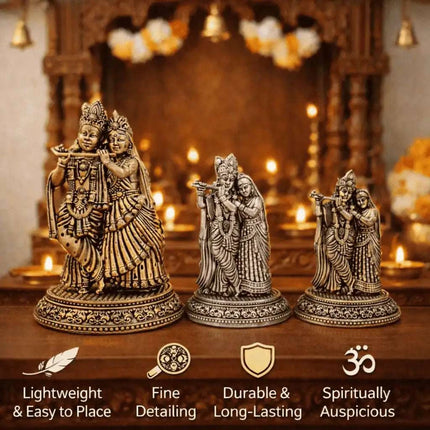 Brass Lightweight Standing Radha Krishna Idol