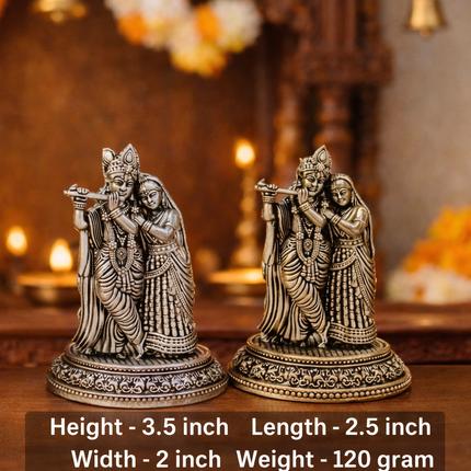 Brass Lightweight Standing Radha Krishna Idol
