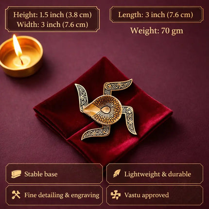 Brass Lightweight Swastik Diya (1.5 Inch)