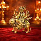Brass Lightweight Goddess Durga Idol Sitting on Lion