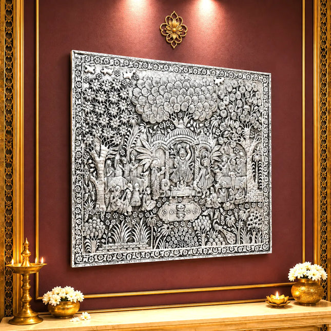 Shrinathji Divine Darshan Silver Plated Copper Wall Hanging