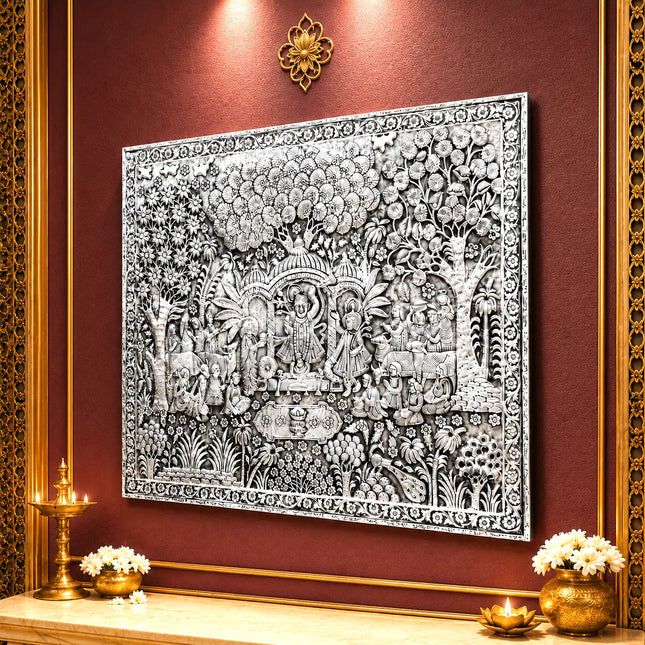 Shrinathji Divine Darshan Silver Plated Copper Wall Hanging