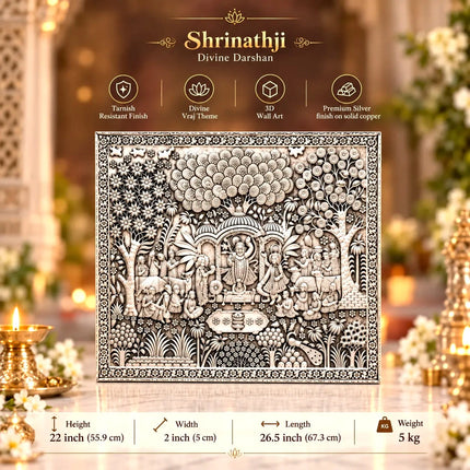 Shrinathji Divine Darshan Silver Plated Copper Wall Hanging