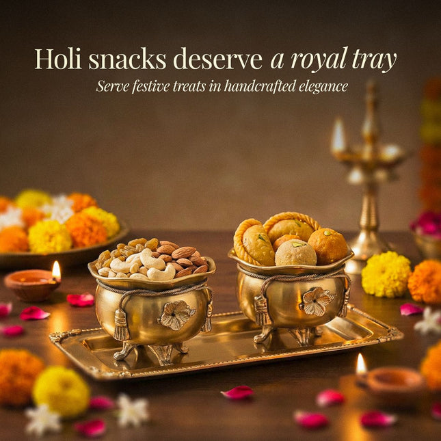 Brass Ribbon 2 Bowl With Lid & Rost 1 Tray