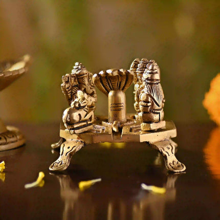 Brass Shivling with Family – Handcrafted Divine Temple Decor (2.5 Inch)