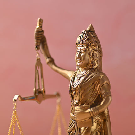 Brass Lady Justice Statue – Handcrafted Symbol of Fairness & Integrity (8.5 Inch)
