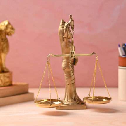 Brass Lady Justice Standing Statue (8.5 Inch)