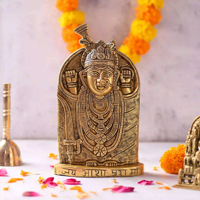 Brass Handcrafted Aashapura Maa Idol (9.8 Inch)