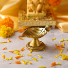 Brass Elegant Leaf Patel Diya – Handcrafted Traditional Decor (2.5 Inch)
